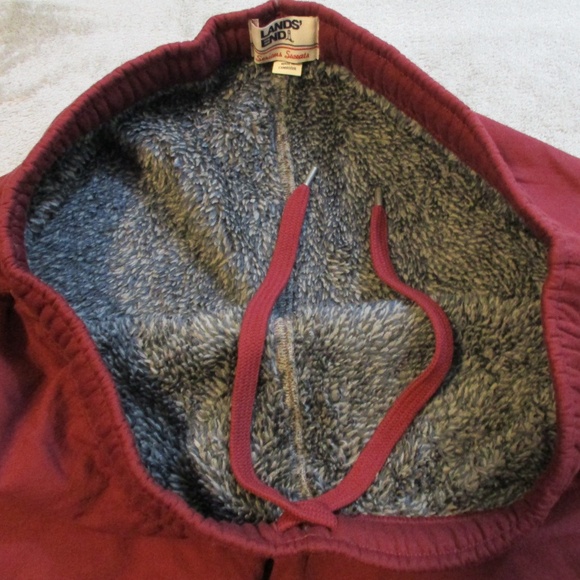 Lands End Serious Sweats Sweatpants Mens Large Red Sherpa Lined Jogger Pants 052 - Picture 7 of 16